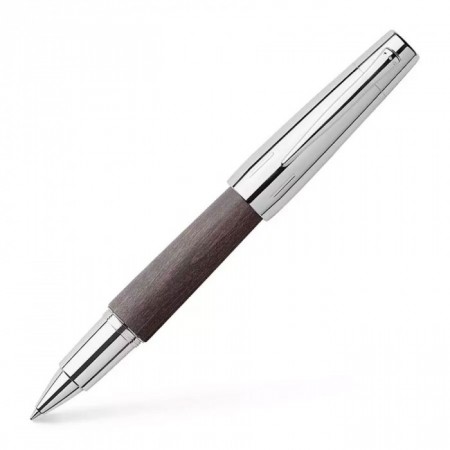 E-Motion Wood Rollerball Pen with Chrome Metal Grip, Black